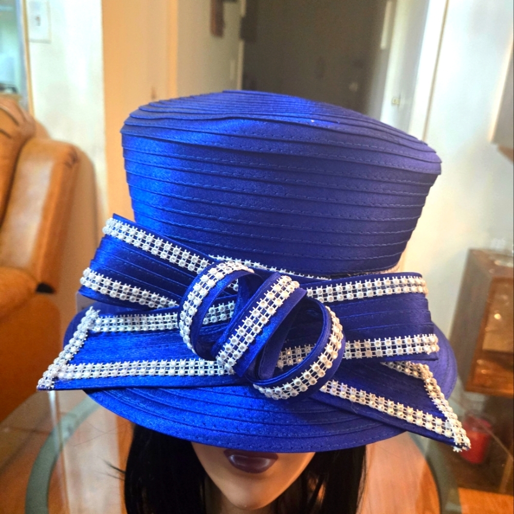 Elegant Blue Women's Hat with Bow